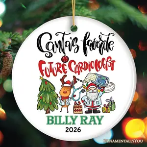 Santa’s Favorite Future Cardiologist Christmas Ornament, Medical Student Custom Keepsake Gift