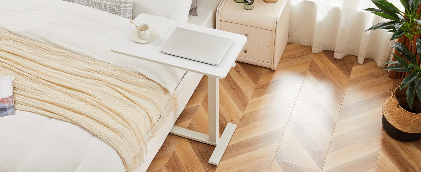 Sweetcrispy L-Shaped Modern Bedside Table with Wheels, Adjustable Height Tray, Mobile Laptop PC Workstation, Indoor Furniture for Home Use Sweetcrispy L-Shaped Modern Bedside Table with Wheels, Adjustable Height Tray, Mobile Laptop PC Workstation, Indoor Furniture for Home Use