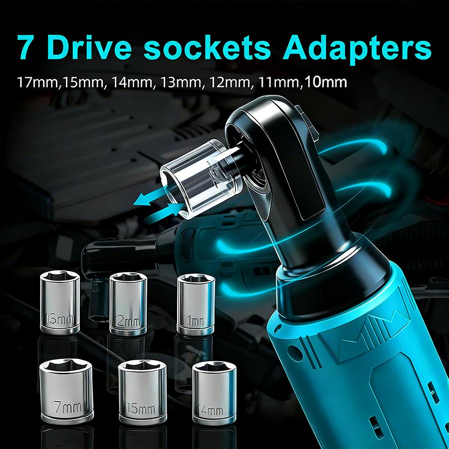 Electric Right Angle Wrench, 1 Count 45NM 3/8'' Ratchet Wrench, Removal Screw Nut Car Repair Tools, Power Tools, Cordless Power Tool Set, Power Tools, Cordless Torque Wrenches