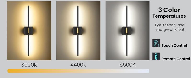 【Non-Removable Battery】Battery Operated Wall Lights Set of Two, Non-Removable Battery, 10000mAH Rechargeable Wall Lamps with Remote Control, Dimmable Black Gold LED Wireless Wall Sconces for Bedroom, Living Room, Hallway, Dining Room, 360° Rotate 3CCT