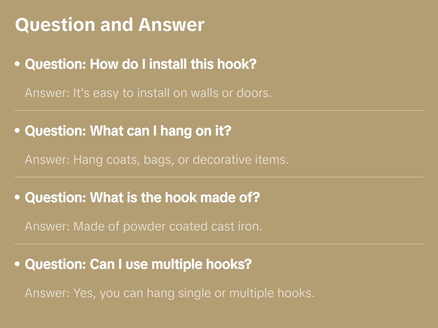 Metal Scroll Wall Hook, Black