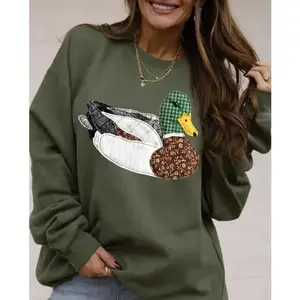 Faux DTF Print Neutral Patchwork Mallard Sweatshirt & Tshirt