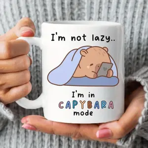 Cute Capybara Coffee Mug with I Am Not Lazy I Am in Capybara Mode Design Fun Gift for Capybara Enthusiasts Ideal for Various Holidays Hand Wash Only Reusable Casual Drinking Mug