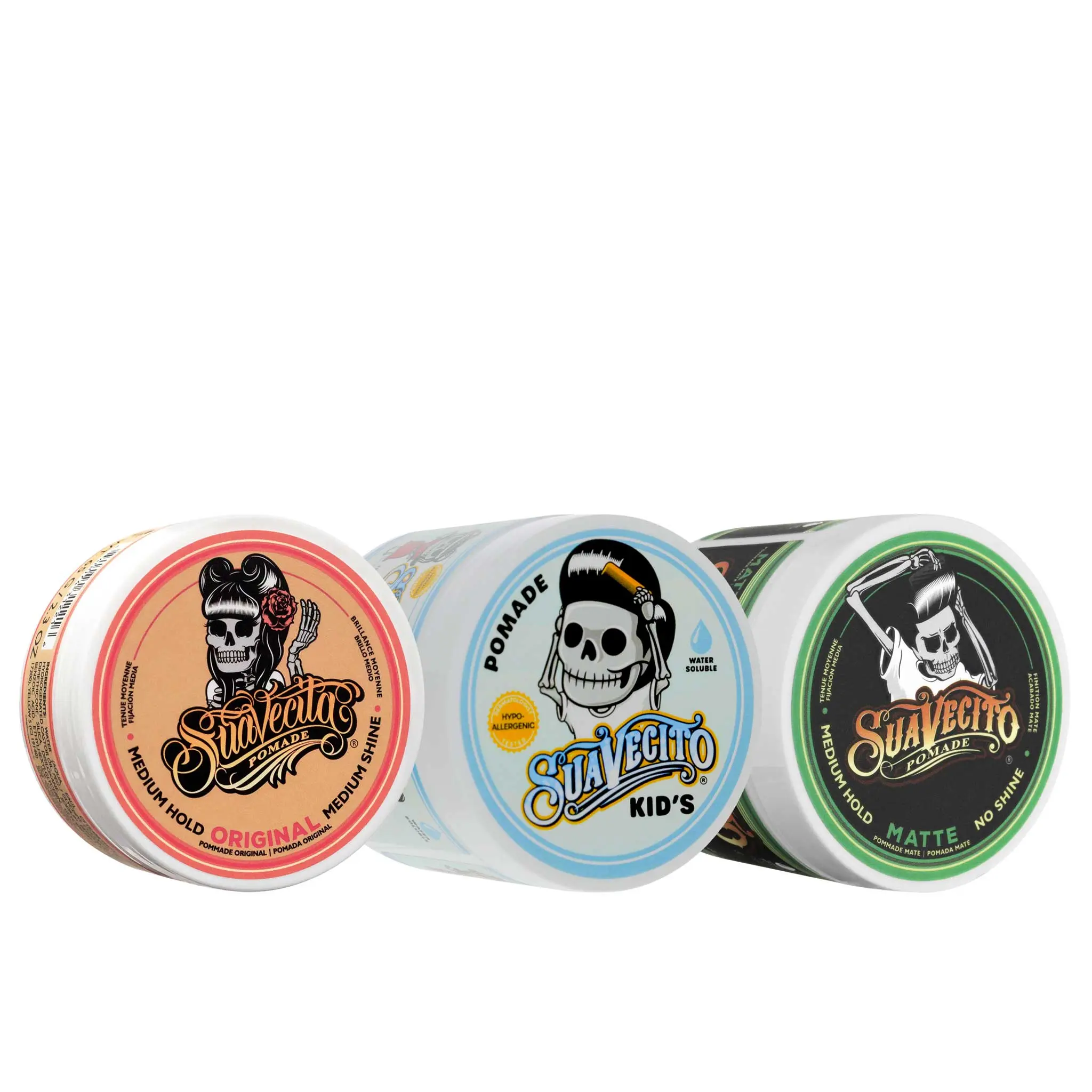 Family Hair Styling Trio | Men's Matte Pomade + Women's Pomade + Kids Pomade | Water-Based, Non-Greasy, All-Day Hold