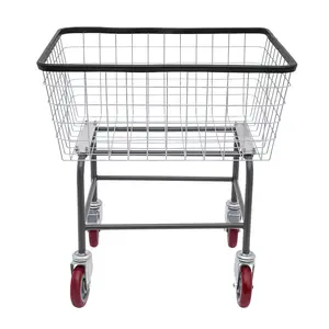 Heavy Duty 110lbs Laundry Cart with Wheels & Removable Basket, 4 Swivel Casters (2 Locking), Steel Wire Rolling Utility Hamper & Organizer for Home Hotel Bathroom Commercial Laundry Room