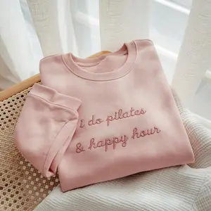 Pilates & Happy Hour Embroidered Sweatshirt, Pilates Sweater, Pilates Instructor Sweatshirt, Pilates Gift, Fitness Gifts, Workout Sweatshirt