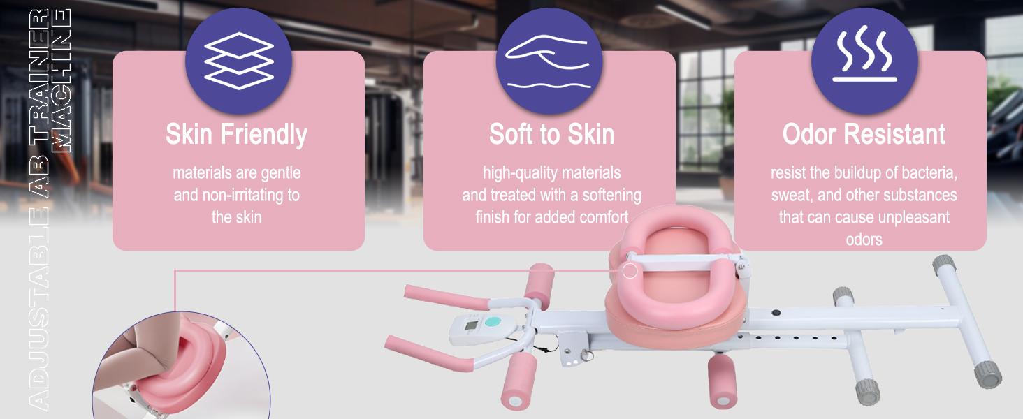 Jointlycreating Ab Machine with 5 Adjustable Levels & LCD Display Portable Home Gym Equipment for Core Workout Thickened Foam Handles