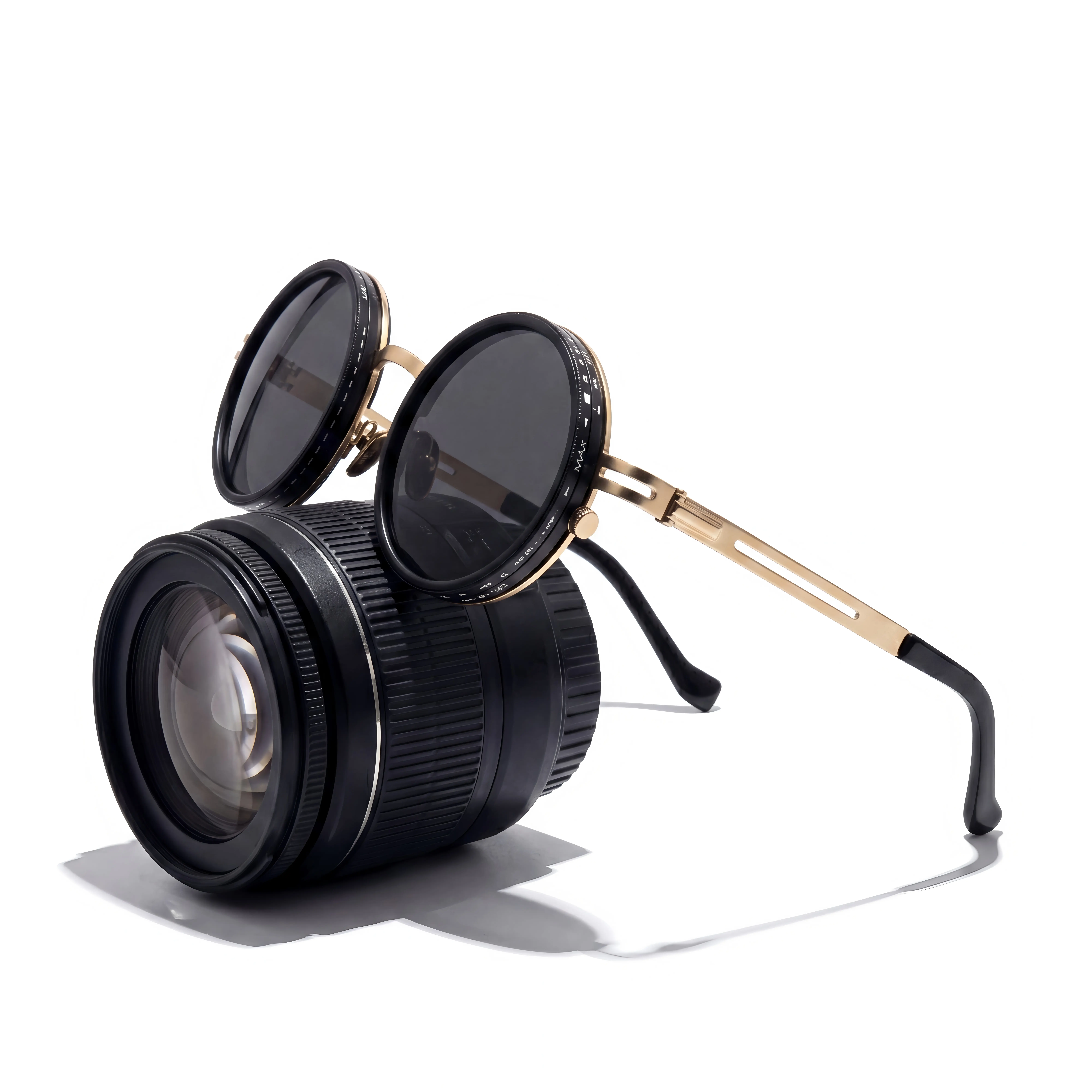 Polarized Round Sunglasses for Men and Women, Vintage Steampunk Metal Frame with Adjustable Dimming ND Filter for Driving, UV400, Vintage Trendy Sunglasses, Men's Accessories, Polarized Sunglasses