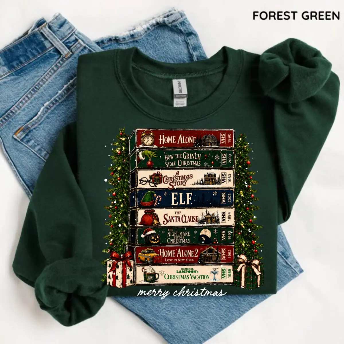Retro Holiday VHS Sweatshirt, Vintage Christmas Graphic Crewneck, Cozy Winter Movie Night Pullover, Festive Holiday Apparel, Christmas Gift