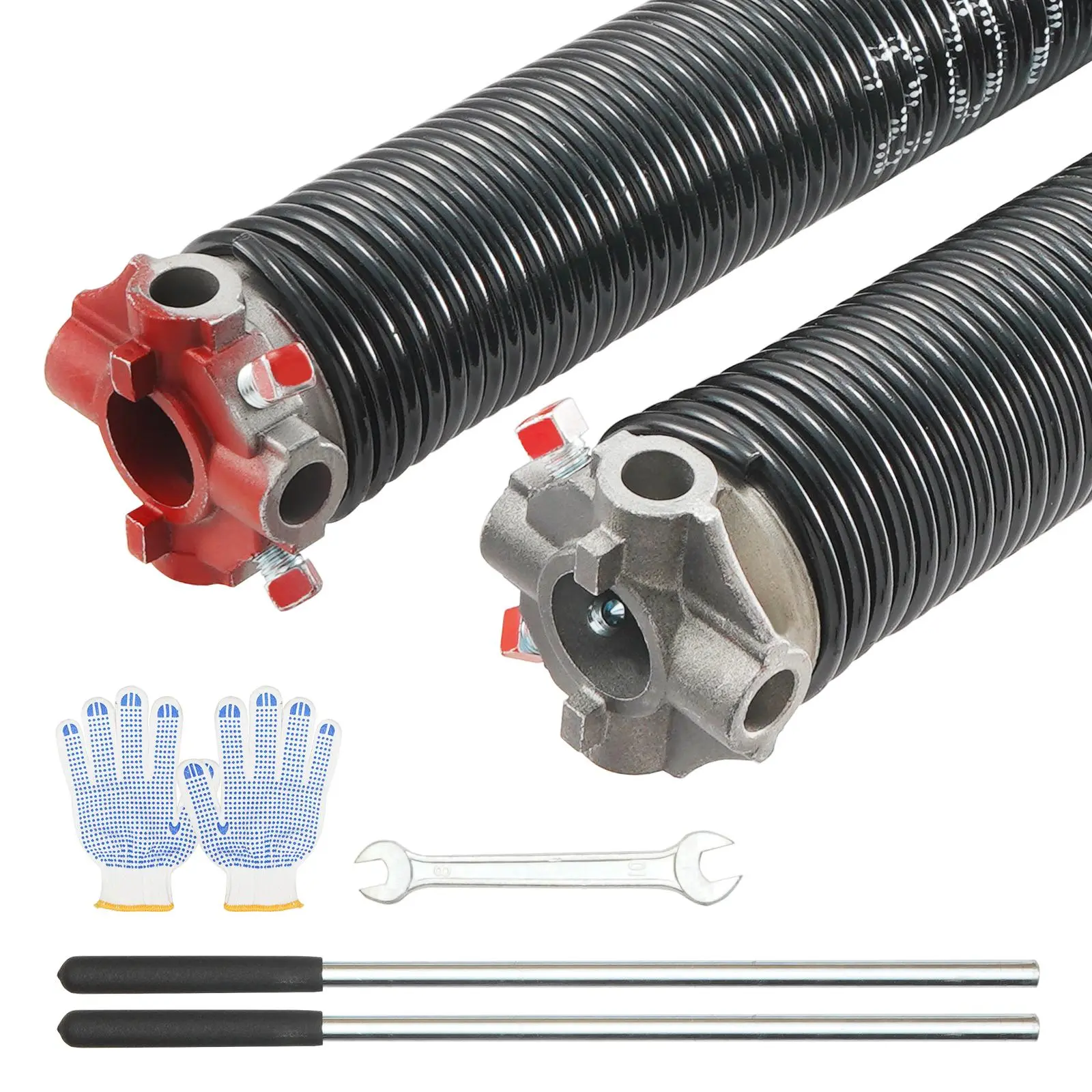 VEVOR Garage Door Torsion Springs Full Kit, Heat-Treated 0.207x2x22 In Spring Steel Pair, 16000 Cycles, Non-Slip Winding Bars, Gloves, Mounting Wrench, Electrophoresis Coated, Longer Lifespan, for DIY Users' Replacement Needs#SohoChic