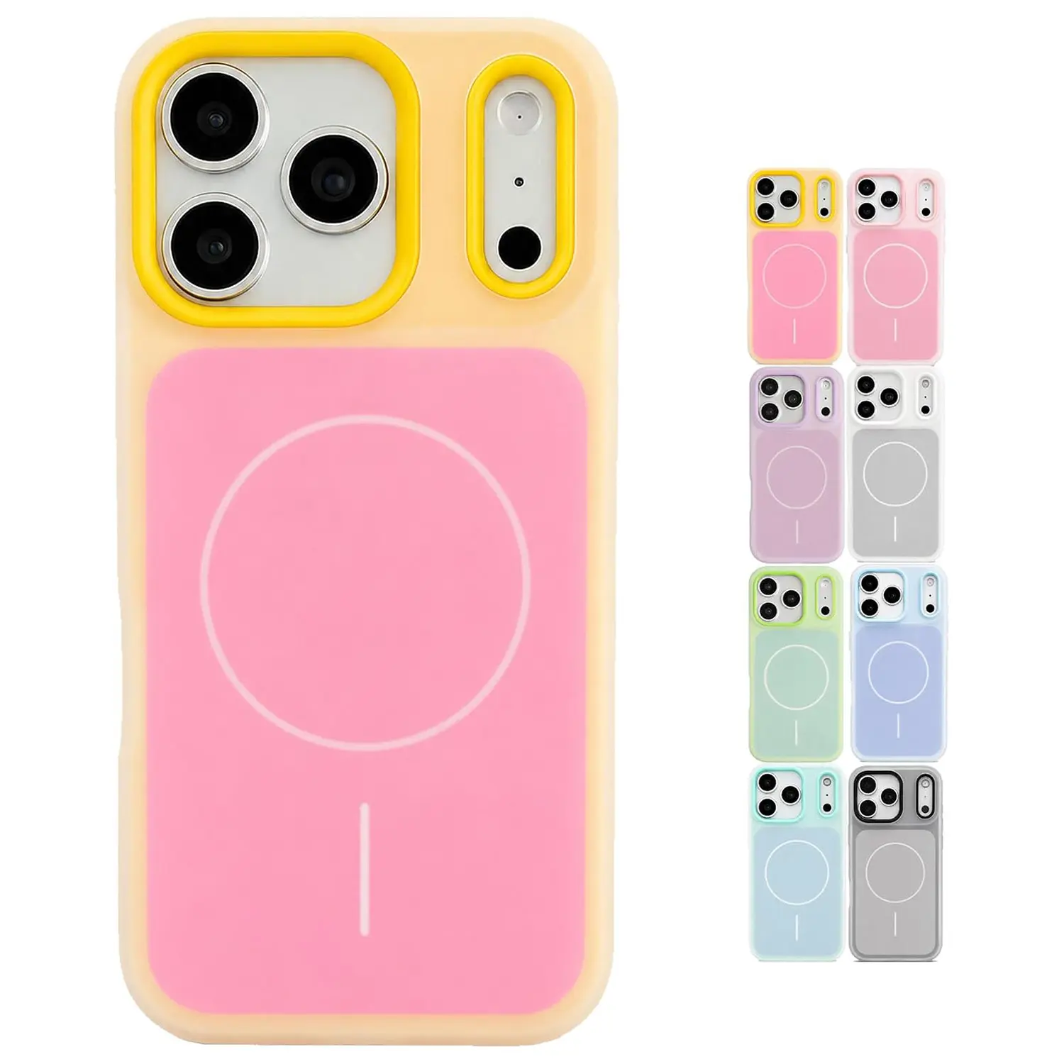 Two-Layer Matte Jelly Case for iPhone 18 Pro 17 16 15 14 Pro Max 13 12, 2-in-1 Dual Layer Contrast Color Soft Silicone Cover, Magnetic Shock-Absorbing Slim Translucent Back Case #BackToSchool