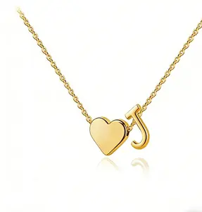 Tiny Initial Necklaces Golden Heart Letter A-Z Necklace Dainty Heart Name Necklace Personalized Initial Tag Pendant Birthday Gifts Anniversary Gifts Jewelry for Women Girls Christmas Gifts venom chains sorority love actually jewelry mexican shop