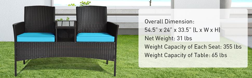 [Costway] Outdoor Patio Rattan Furniture, 2/3/4 Pieces Sofa Set with Cushions & Coffee Table, Modern Patented Wicker Loveseat-Deals for You Days