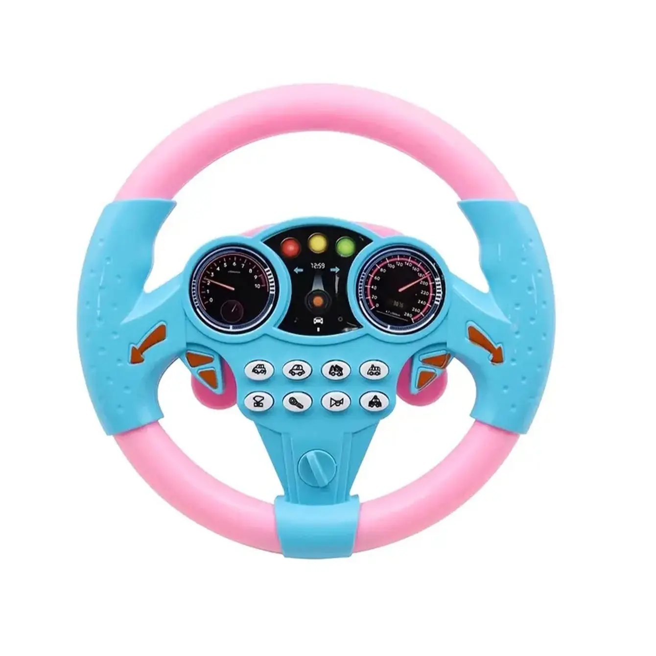 Kids Steering Wheel Toy with Suction Base Stability, Play, Music Effects, Portable Simulated Driving, Interactive Learning, Sensory, No Batteries Included, Gift