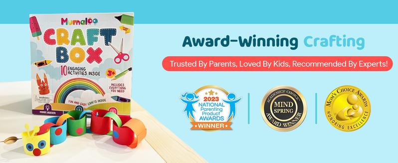 Mumaloo Craft Box for Kids Ages 3-8 – 10 Mess-Free Arts & Crafts Activities, DIY Toys with All Materials Included – Boosts Creativity & Fine Motor Skills