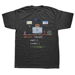 While Not Dead Eat Code T-Shirt – Funny Programmer Coding Graphic Tee, Developer Nerd Humor Shirt, Software Engineer Gift, Geek Tech Lover Unisex T-Shirt