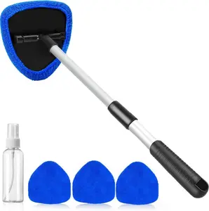 2026 3pc Extendable Car Window Cleaner Kit with Washable Microfiber Pads for Windshield & Sunroofs Essential Car Cleaning Gadget Set#Mother's Day