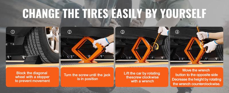 VEVOR Scissor Jack,  2.5 Ton/5512 lbs Scissor Car Jack, 3.7"-17.1" Lifting Range Scissor Lift Jack with Ratcheting Handle and L-Wrench, Portable Tire Jack for Cars Trucks Sedans MPVs