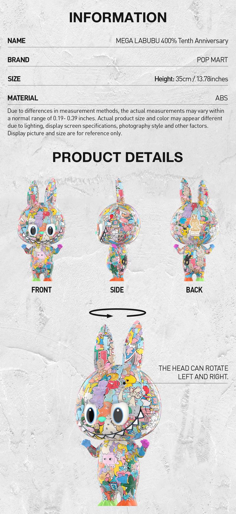 POP MART MEGA LABUBU 400% Tenth Anniversary