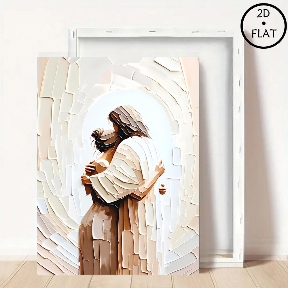Jesus Embracing Woman Canvas Wall Art Eco-Friendly Fade-Resistant Waterproof UV-Protected Vibrant Colors Frame-Style for Church Home Living Bedroom Dining Office Prayer Room Decor Artwork