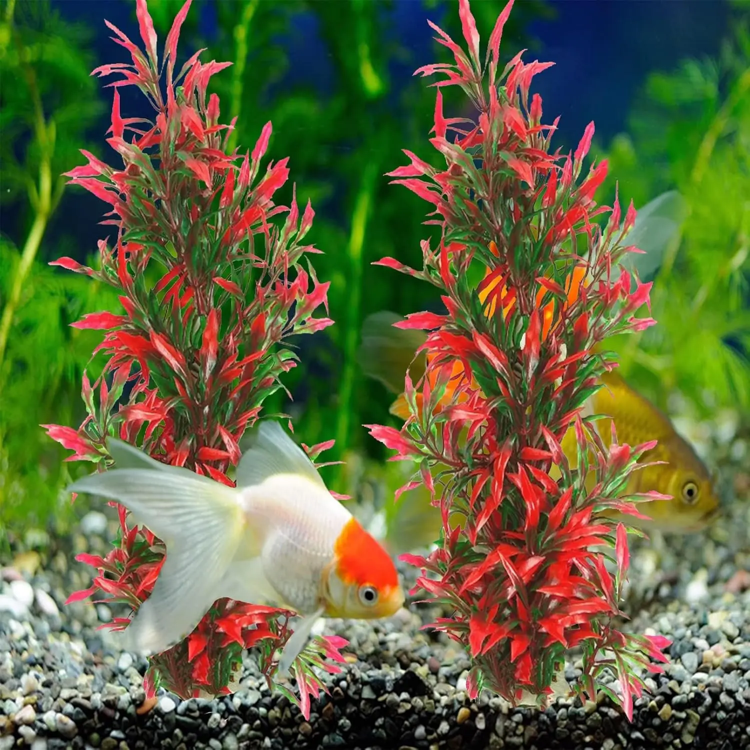 2 pcs Aquarium Plastic Plants Artificial Plastic Fish Tank Plants Decoration for Freshwater/Saltwater Tank Landscaping