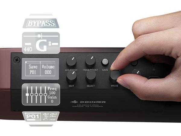 Donner HUSH-I PRO Acoustic-Electric Travel Guitar Kit with Sound Effects, Gradient Colors, USB-C Fast Charging