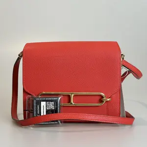 Pre-owned HERMÈS Evercolor Shoulder Bag Roulis Rouge Coeur Gold tone Clasp 80718600