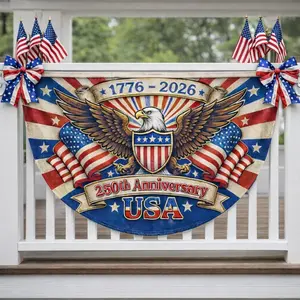 America 250th Anniversary Fan Flag, Semiquincentennial 1776-2026 Patriotic Eagle Outdoor Banner, 250 Years USA, July 4th Independence Day Decor Lightweight