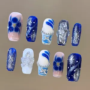 NailVesta ARCTIC STARLIGHT – 100% Handcrafted 3D Press-On Nails | Reusable, Long-Lasting, Salon-Quality