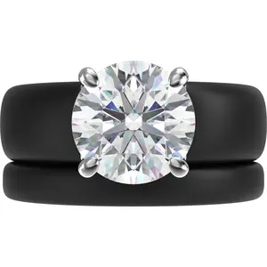 Round Cut CZ Silicone Ring Set for Women, Stackable 2-Ring Set, 7 mm Round Cut CZ | Patented Design - GlowStone Collection