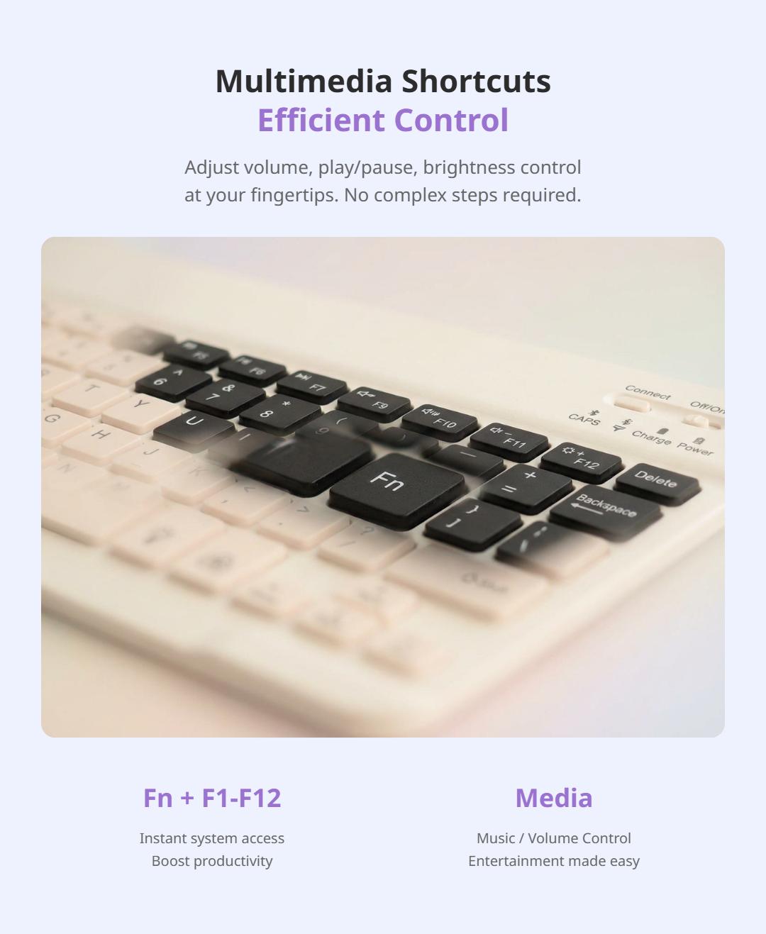 Ultra Light Wireless Bluetooth Keyboard - Slim Mini Universal Multi-Device Compatible Keypad, Rechargeable Quiet Lithium Ion Powered, Smooth Typing, Travel-Friendly for iPad, Windows, Android Devices, Ultra Light Wireless Keyboards