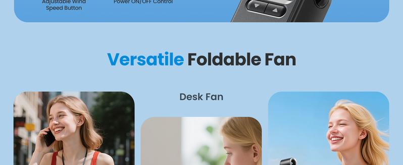 GAIATOP Handheld Mini Fan, Up to 21 Hours of Use, Rechargeable Battery, 6-Speed 180° Adjustable, Lightweight & Portable Foldable Fan, Summer Essential for Women & Girls, Travel & Work   Valentine's Day gift