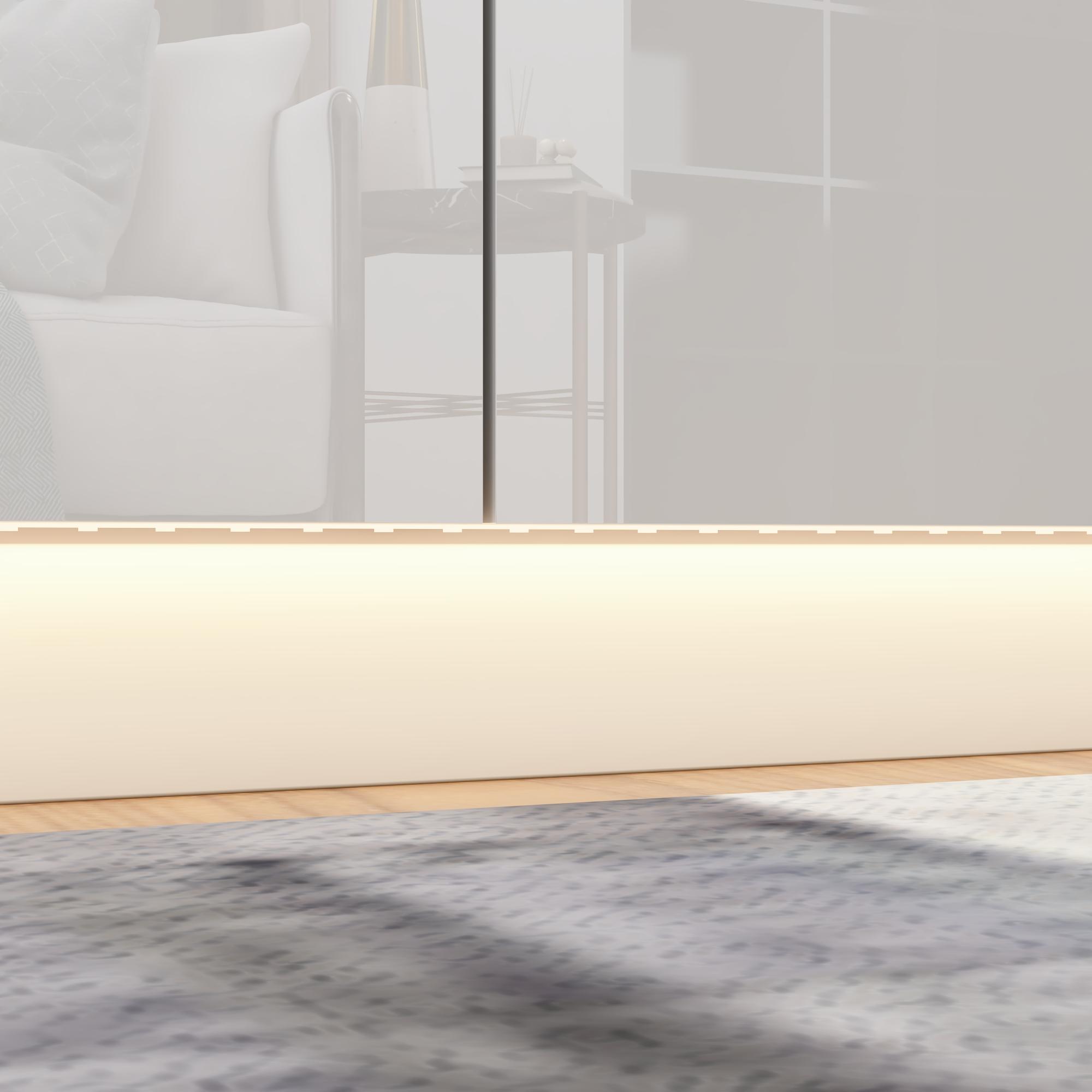 FUFU&GAGA 63" Modern LED Dresser with 8 Drawers & Glossy Surface - Glowing Storage Cabinet Organizer for Bedroom Furniture Organization Aesthetic Minimal