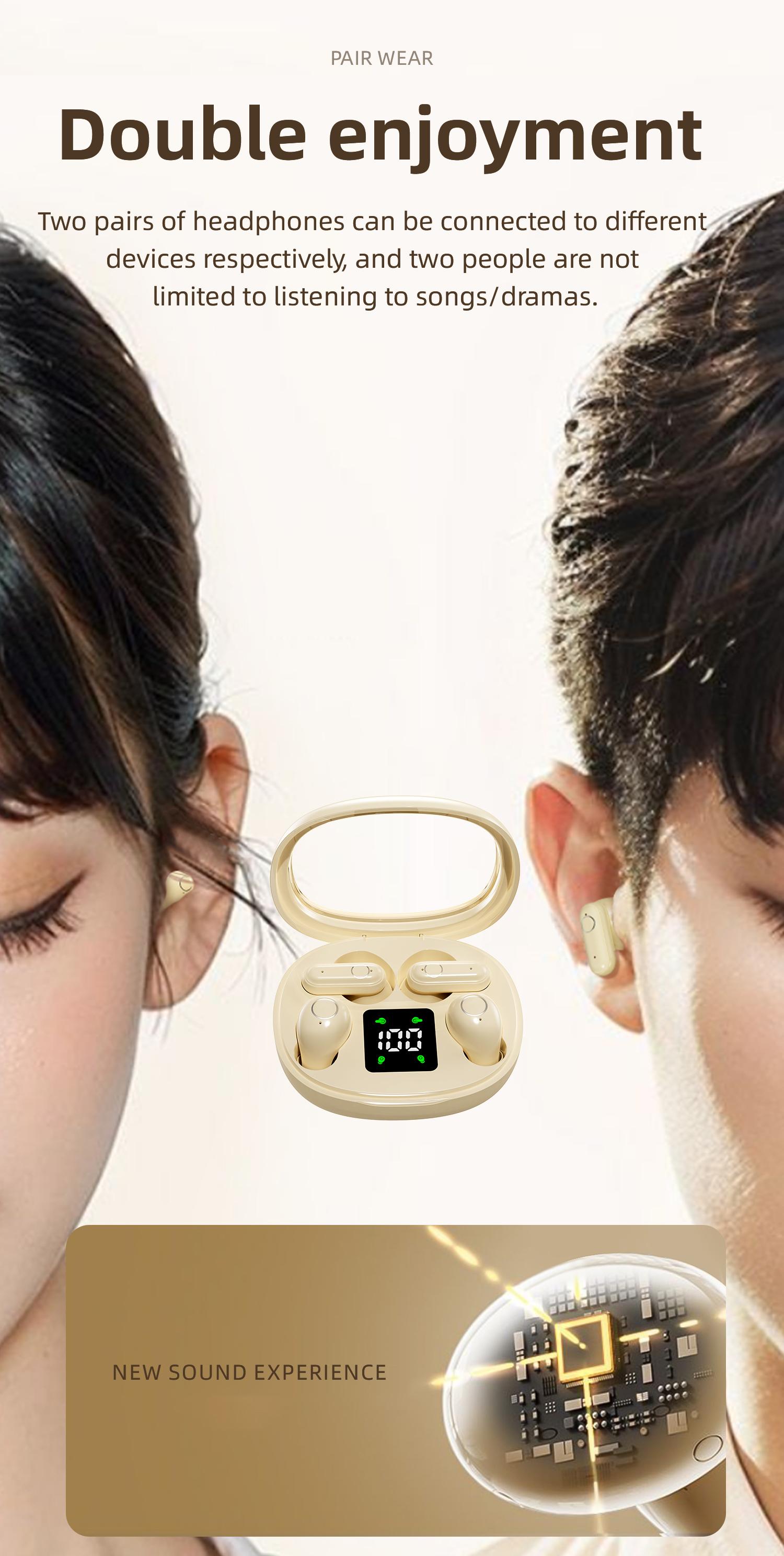 Invisible Wireless Bluetooth Earbuds – 2 Pairs Mini & Short Handle Waterproof Earphones with Mic for Sleeping, Sports, and Work, Ultra-Compact Noise-Isolating Design