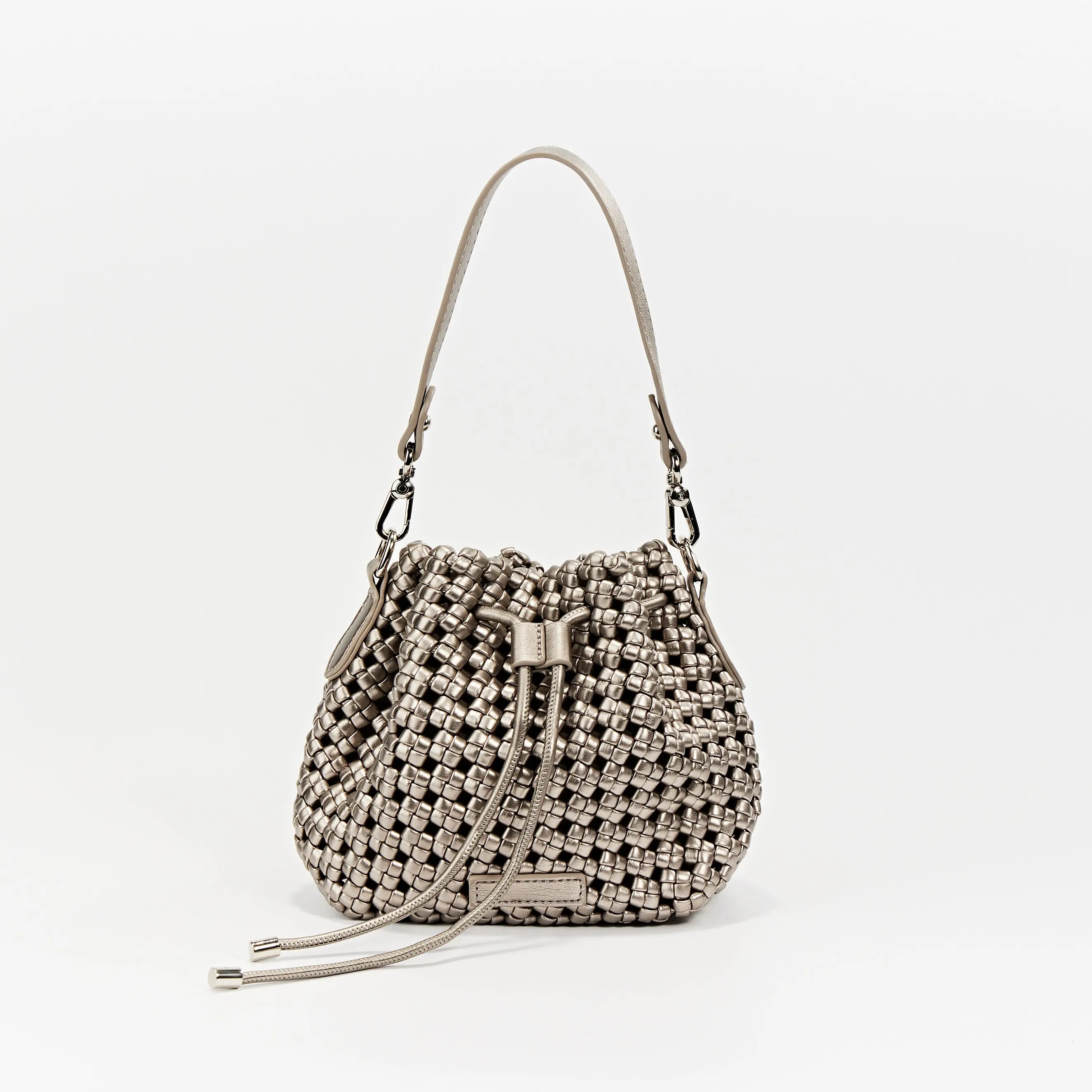 Hudson Windmill Knot Drawstring Mini Bucket Crossbody Bag – Soft Leather Mini Bucket Silhouette Everyday Crossbody Handbag