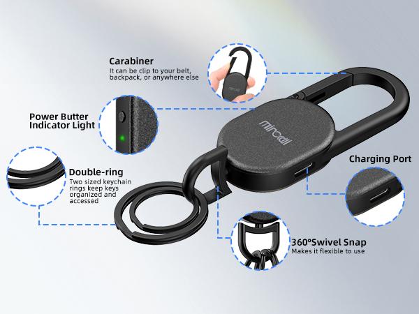 Keychain with Apple Find My(IOS Only), Key Finder Built-in Anti-Loss Tracker, Heavy Duty Key Holder, Premium Stainless Steel Keychain Carabiner Car Key Chains with GPS Global Locator Tracking Waterproof