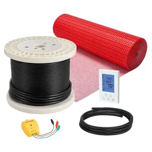 【FathersDayGift】VEVOR 100 sqft Floor Heating Mat System,  120V Electric Radiant Heated Floor System, with Decoupling Membrane & Smart Control Thermostat & Alarm, Easy Installation for Tile, Stone, Vinyl