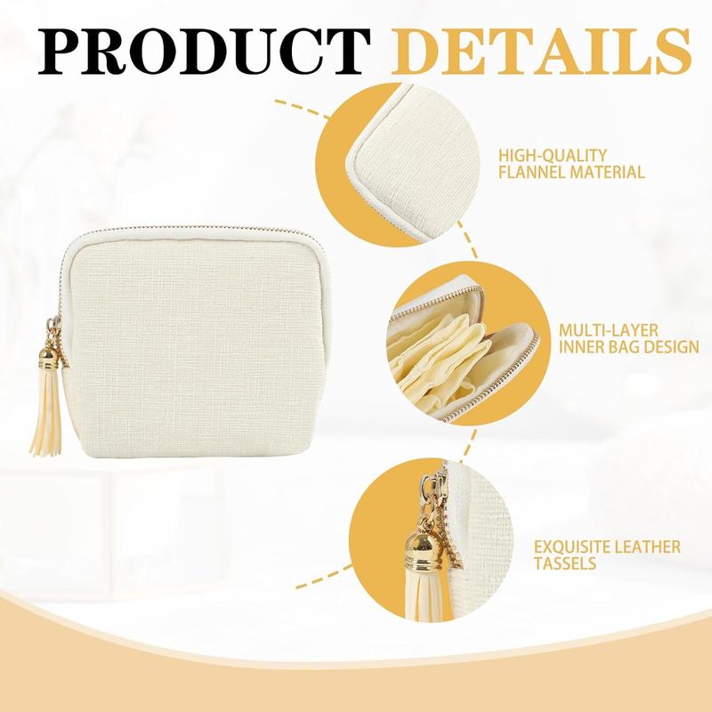 BOOVO  jewelry zippered pocket case Travel Jewelry Bag Portable Organizer with 5 Compartments Velvet Satin Lining Tassel Zipper for Rings Bracelets Necklaces Tassel Bag Boxes