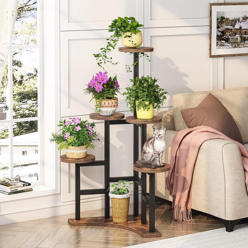 Tribesigns Corner Plant Stand Indoor, 6 Tiered Plant Shelf Flower Stand Wood Organiser Racks Decor Wooden