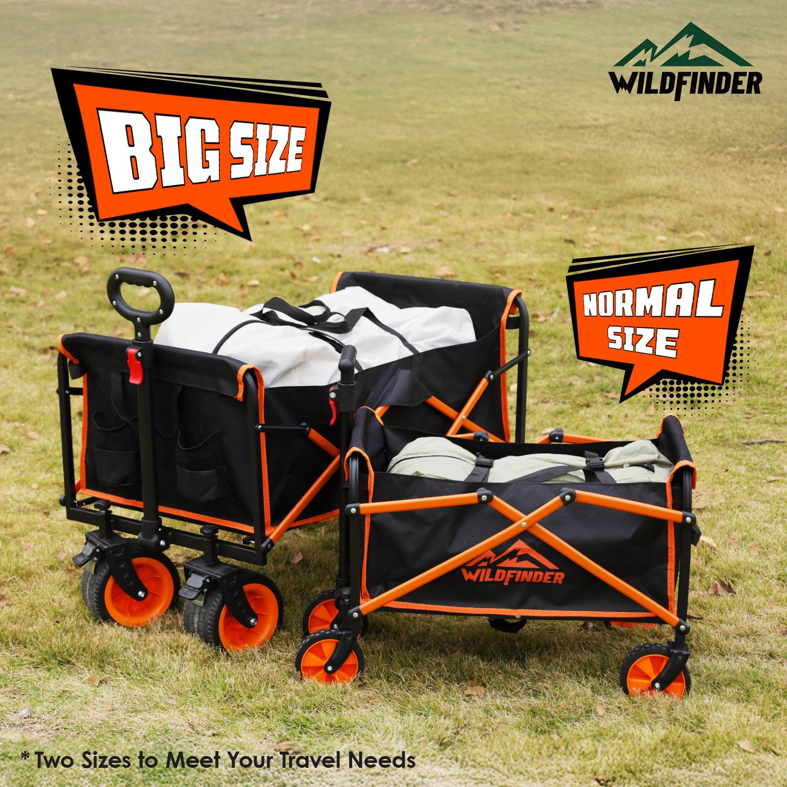 【Small Size】Collapsible Utility Wagon Cart with Wheels, 330 lbs Heavy-Duty Load, Lightweight Folding Design and Adjustable Handle for Camping, Garden, Sports, and Shopping