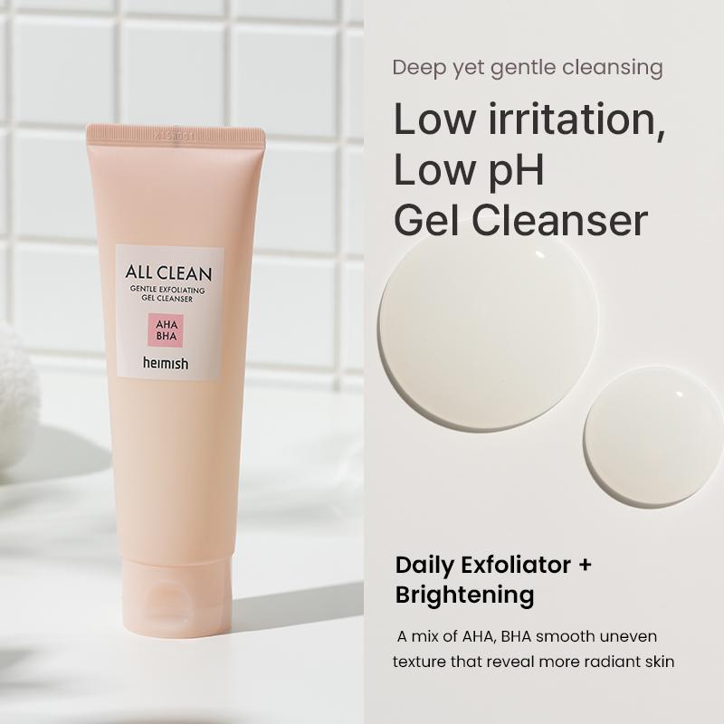 [Heimish] All Clean Gentle Exfoliating Gel Cleanser 130ml/4.3fl.oz, Daily Gentle Low pH Gel, Exfoliating with AHA, BHA