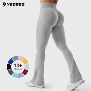 YEOREO High Waist Flare Yoga Pants Women Workout Leggings with Pockets Hidden Scrunch Butt Lifting Seamless Gym Wear Athleisure Bottoms Athletic Stretchable