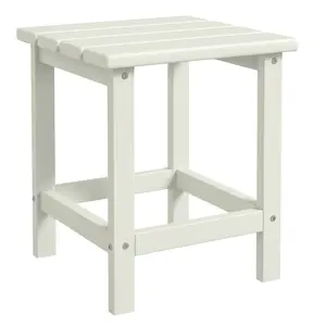 Outsunny Adirondack Side Table, Square Patio End Table, Weather Resistant 15" Outdoor HDPE Table for Porch, Pool, Balcony, White