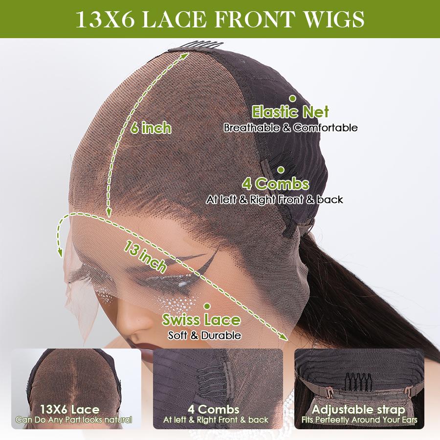 Caleber Hair 13x6 Lace Front Wigs Human Hair Pre Plucked 200 Density HD Body Wave Lace Front Wigs Human Hair Frontal Wigs  for Women Pre Plucked Black wig