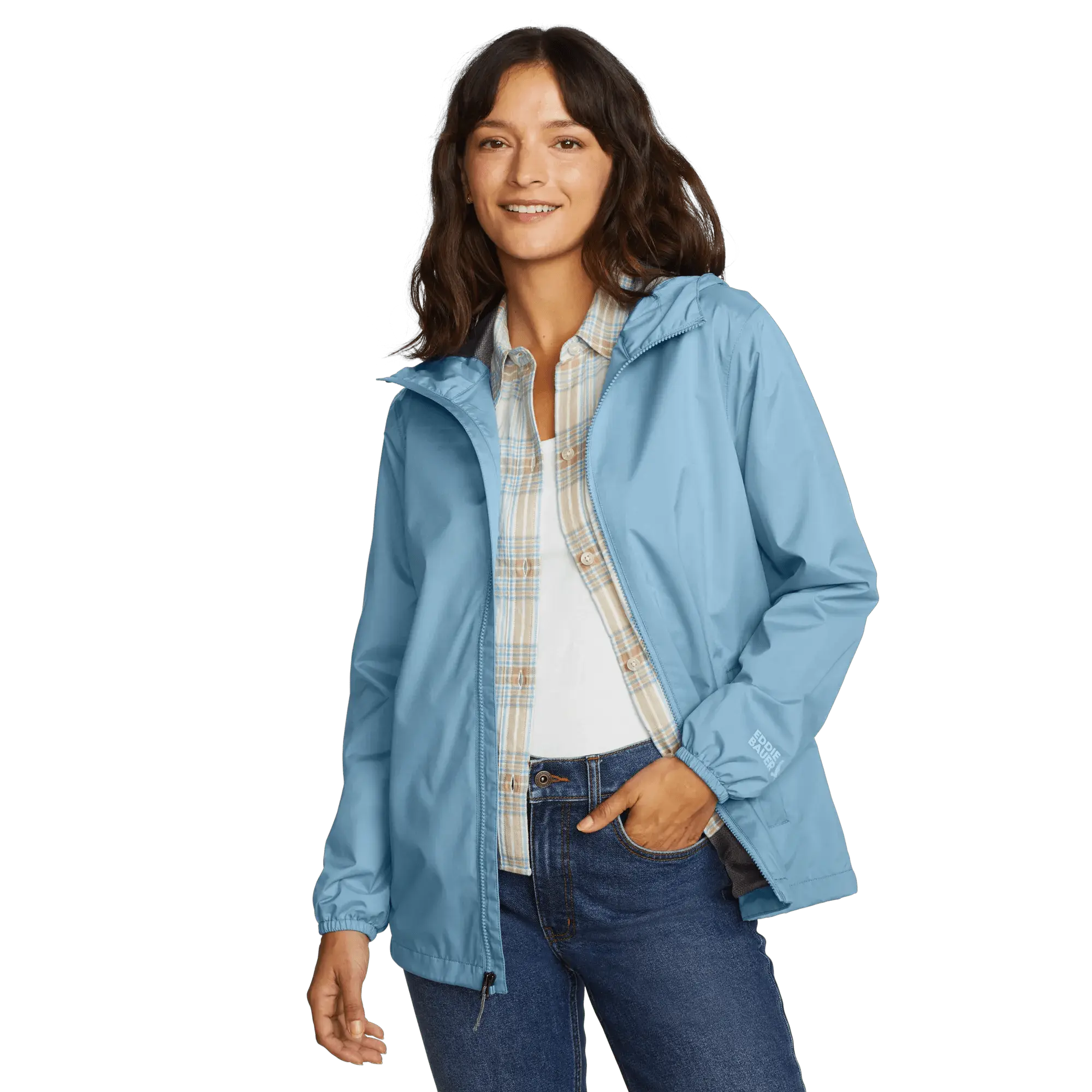 Eddie Bauer Women's Rainy Pass Water-Repellent Hooded Jacket Waterproof Outdoor Travel Everyday Wear