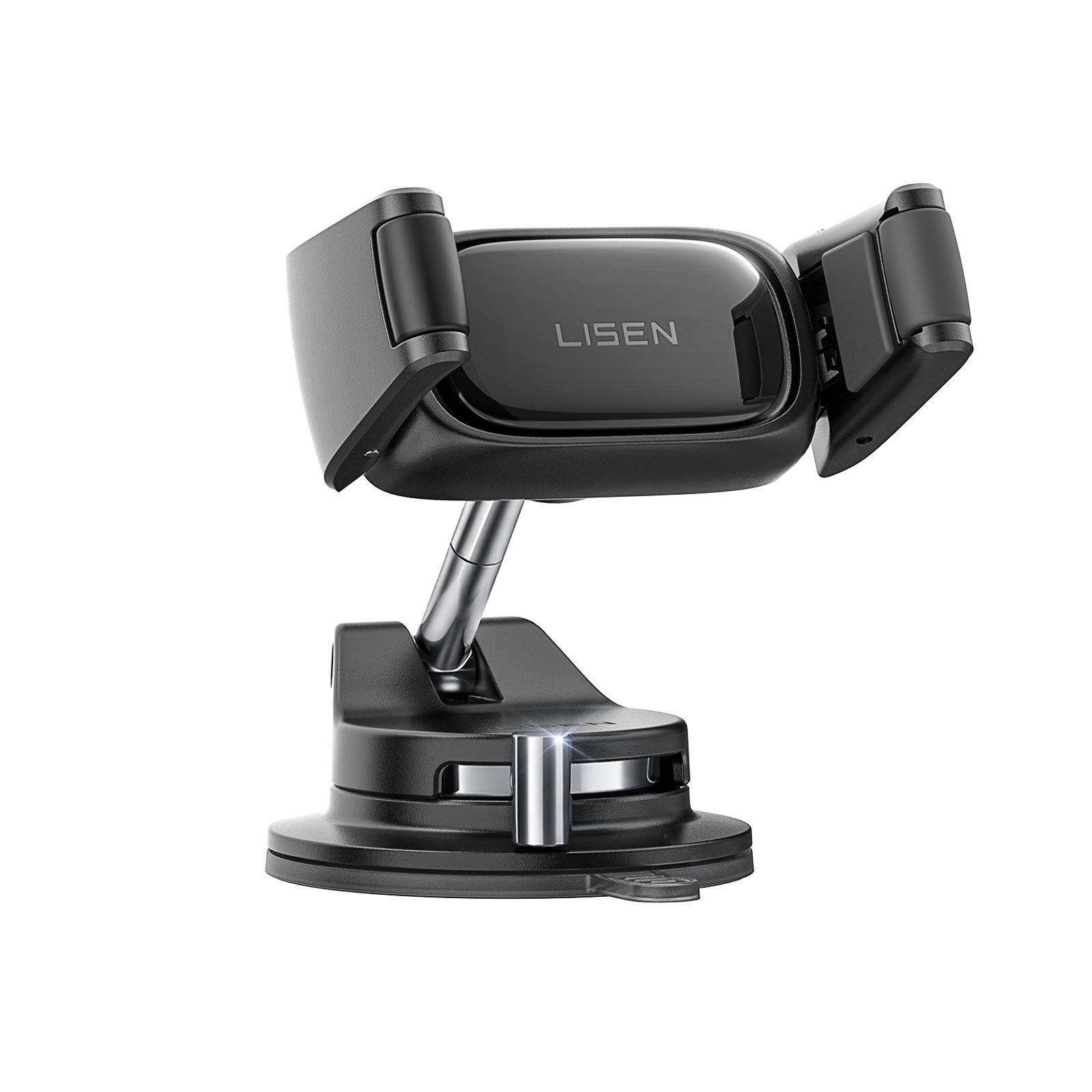 LISEN auto-adjusting phone holder 360-Degree Rotating Phone Mount (upgraded clip for easy attachment and removal), Suitable For 4-7 inch Smartphones Such as iPhone, Samsung, Google, and Nokia