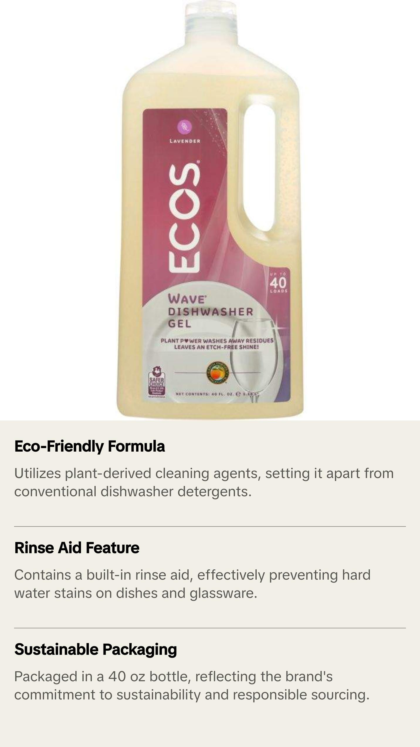 Wave Auto Dishwasher Gel Organic Lavender, 40 oz