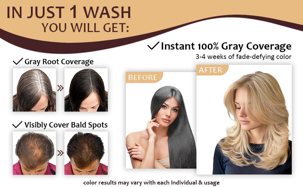 Golden Brown Argan Oil Hair Dye Shampoo 3-in-1, Instant Gray Coverage, Long-Lasting Natural Color for Women & Men, Champú Para Canas 16.9 Fl Oz