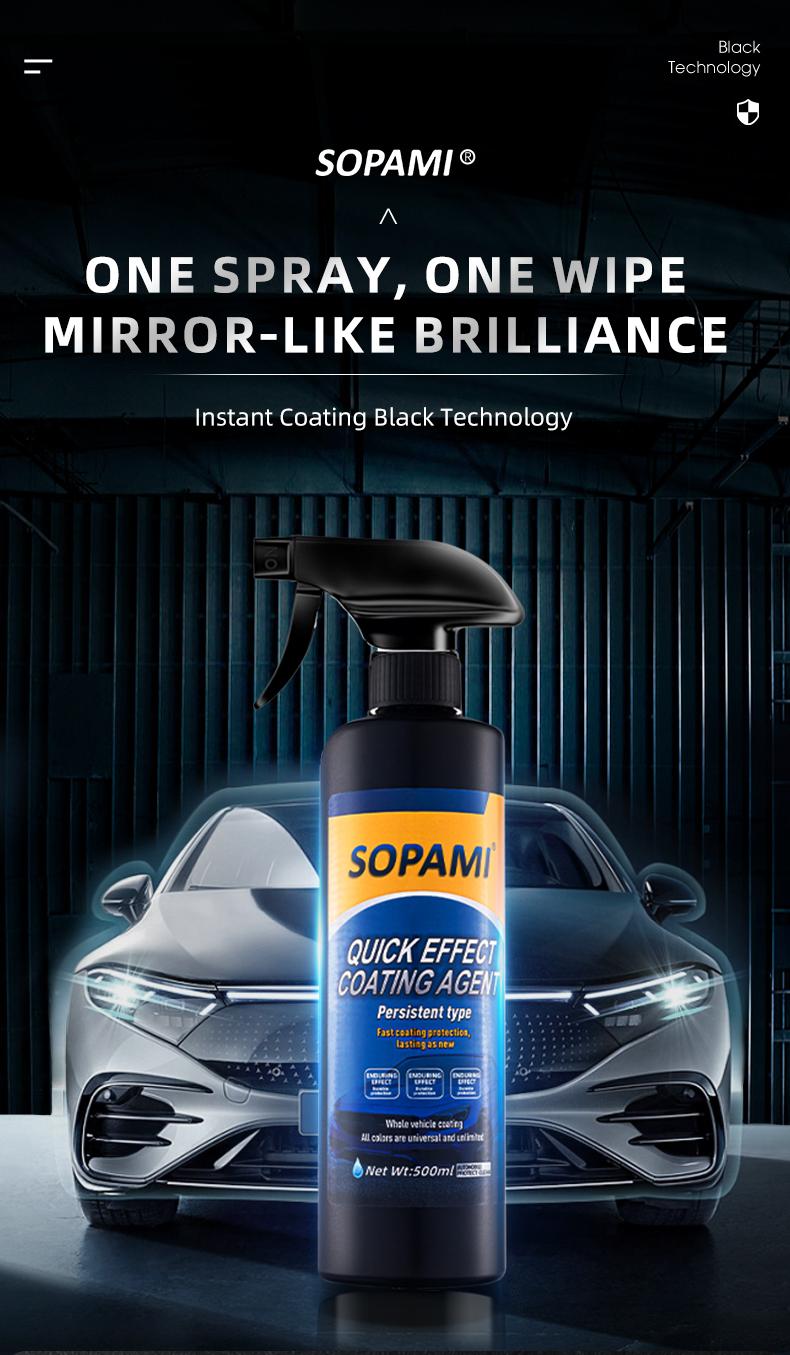 2025 Upgrated 500ML Advanced Formula 3-in-1 SOPAMI Car Coating Spray Protection Quick Car Wax Polish Glass Oil Film Remover Clear Coat Black Can Dypaint Ceramics Pray