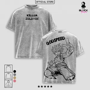 Killua Zoldyck 'Godspeed' Hunter x Hunter Washed Oversize Unisex Vintage Urban T-Shirt, Tanktop, Sweatshirt and Hoodie, Heavy Cotton Casual Streetwear Fashion Clothes Top Anime Fans for Men and Women